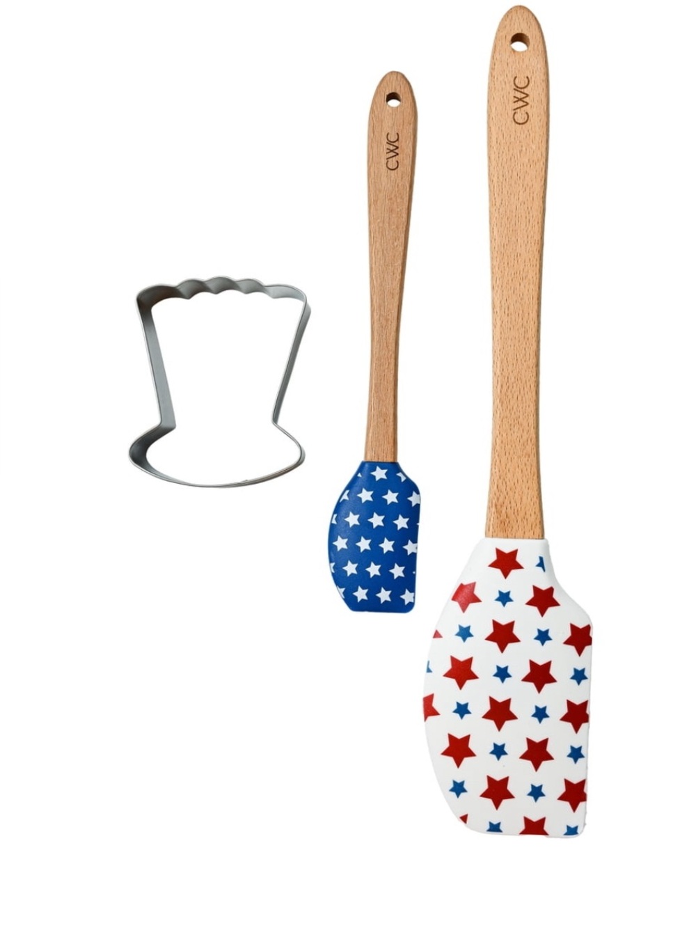 CWC Cook With Color Spatula Cookie Cutter 3 Piece Set 4th July Stars Uncle Sam
